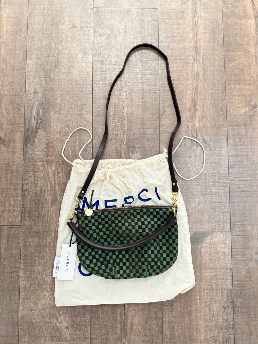 Clare V. Petit Moyen Woven Messenger Bag